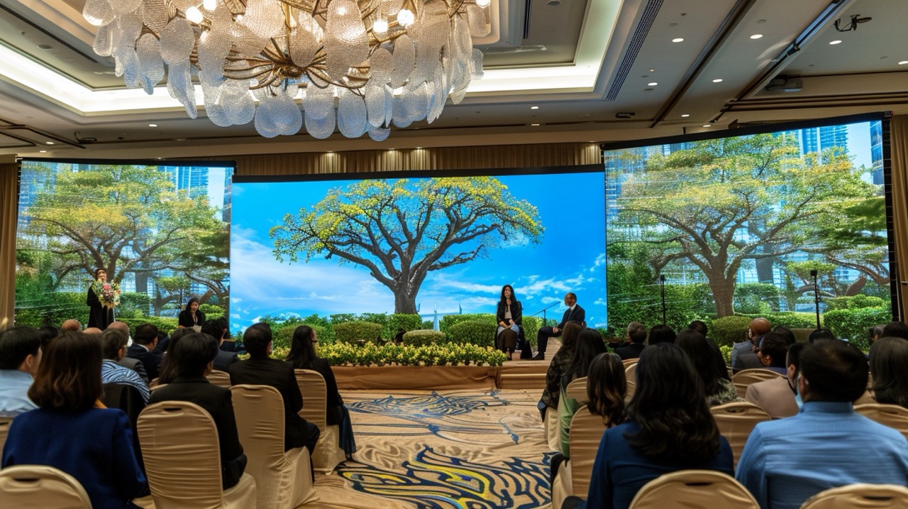 Large projector screen used for an awards ceremony