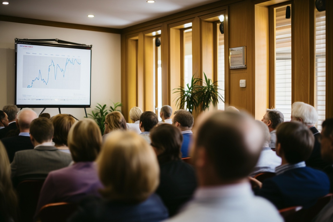 Large projection screen used for a formal corporate event