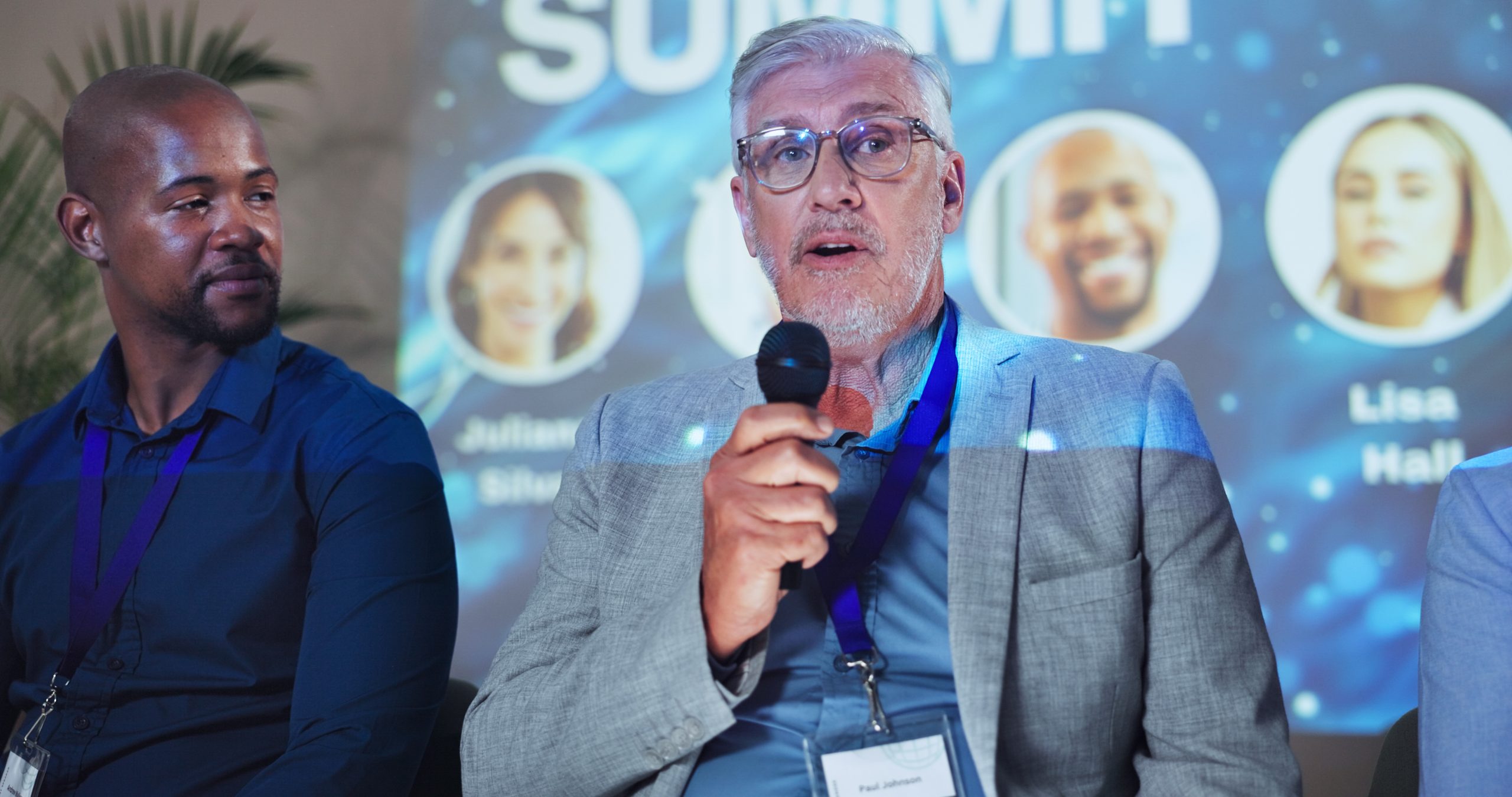 Corporate panel discussion on stage